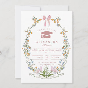 Floral Garden Wreath Graduation Invitation