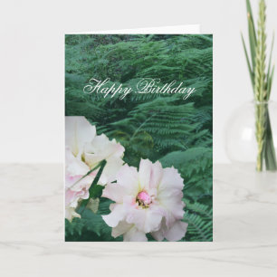 Floral Gardenia and Fern "Happy Birthday" Card