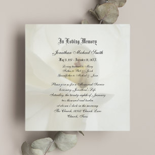 Floral Gardenia Memorial Service Invitation 