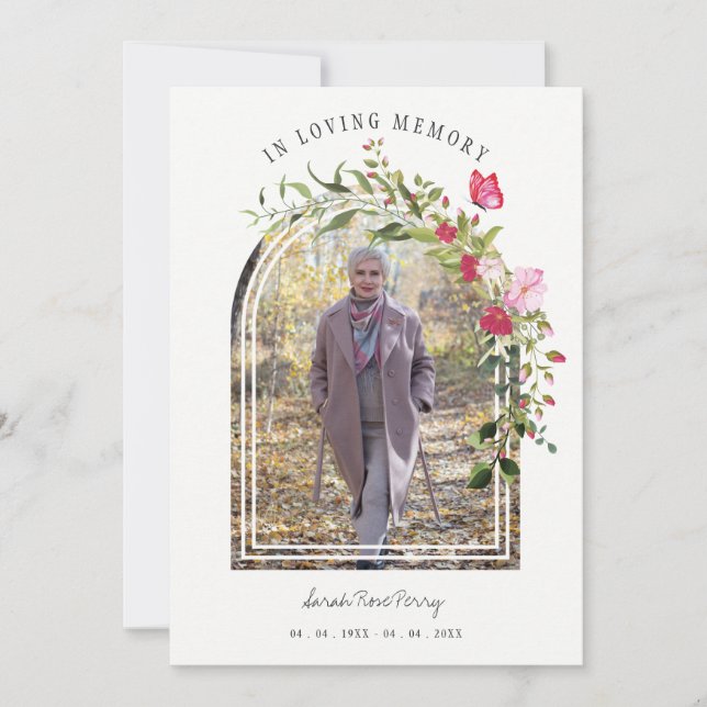 Floral Garland Butterflies Memorial Dear Ones Invitation (Front)