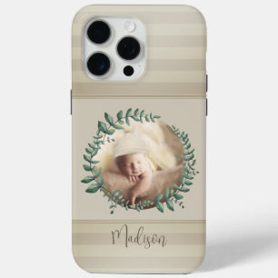 Floral Garland Eucalyptus New Baby Photo iPhone 15 Pro Max Case