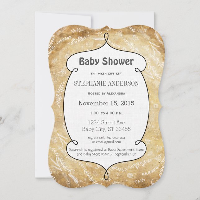 Floral Garland Folk Art Baby Shower Invitation (Front)