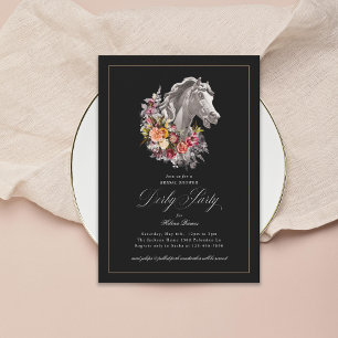 Floral Garland Horse Elegant Derby Party Invitation