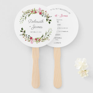 Floral Garland in Pink & Red for Outdoor Wedding Hand Fan