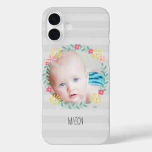 Floral Garland New Baby Photo iPhone 16 Plus Case