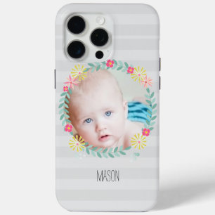 Floral Garland New Baby Photo iPhone 15 Pro Max Case