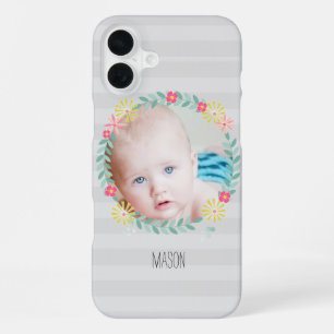 Floral Garland New Baby Photo iPhone 16 Plus Case