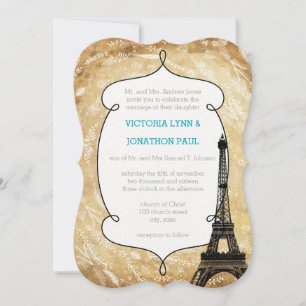 Floral Garland Paris Destination Wedding Invitation