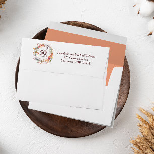Floral Garland WARM COLOR 50TH ANNIVERSARY Envelope