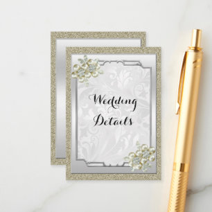 Floral Gem Silver Framed, Gold & Silver Wedding Enclosure Card