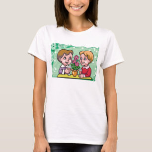 Floral Gemini twin boys with flowers T-Shirt