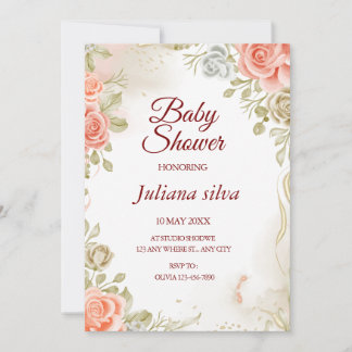 Floral Gender Neutral Baby Shower Invitation 
