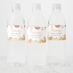 Floral Gender Neutral Little PUMPKIN Water Bottle Label