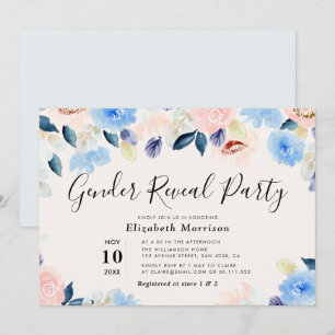 floral gender reveal party invitation