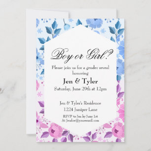 Floral Gender reveal stationery  Invitation
