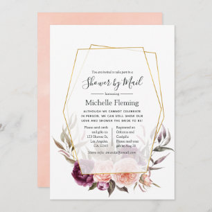 Floral Geometric Baby or Bridal Shower by Mail Invitation