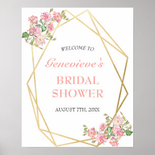 Floral Geometric Blush PInk Bridal Shower Welcome Poster