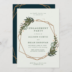 floral geometric engagement party invitation