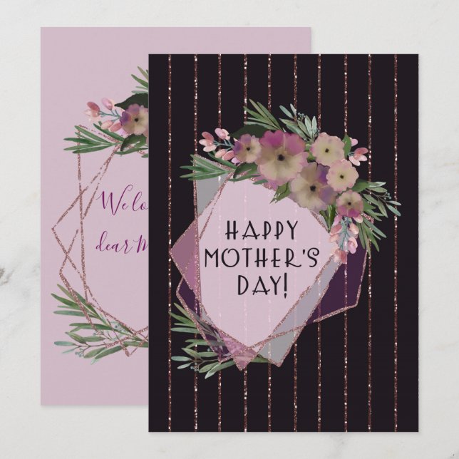 Floral Geometric Frame for Mother | Mother's Day Card (Front/Back)