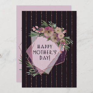 Floral Geometric Frame for Mother   Mother's Day Card