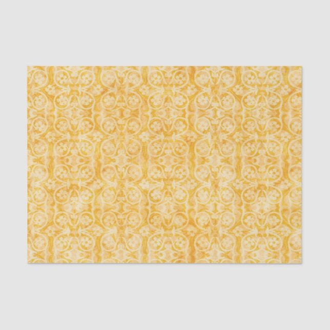 Floral Geometric Gold Beige Tissue Paper (Front)