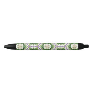 Floral Geometric Pen – Purple and Green Watercolor