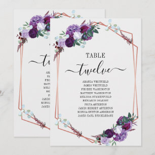 Floral Geometric Purple Bloom Wedding Seating Card