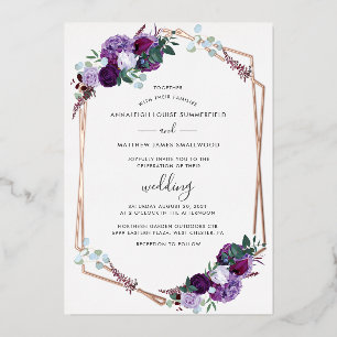 Floral Geometric Purple Modern Rose Gold