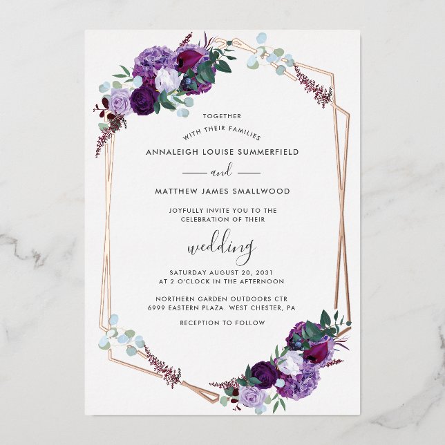 Floral Geometric Purple Modern Rose Gold (Front)