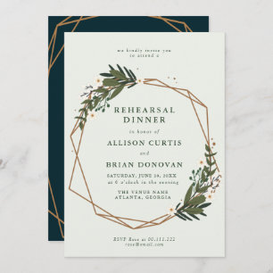 floral geometric rehearsal dinner invitation