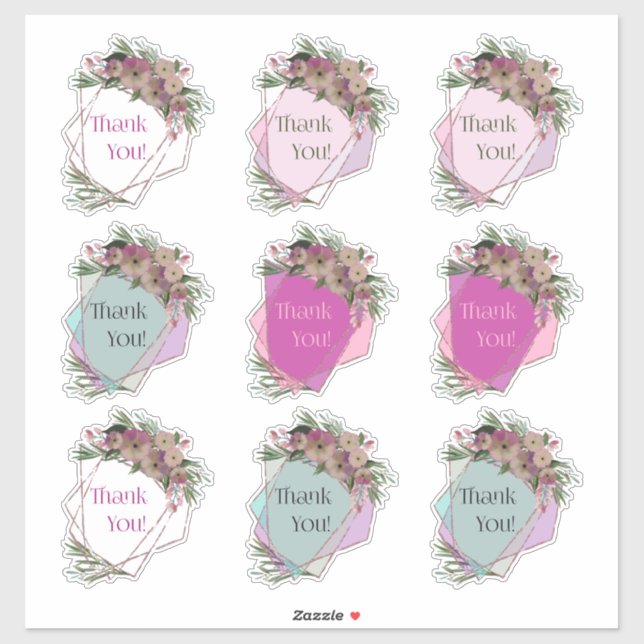 Floral Geometric Thank You! Frames (Sheet)