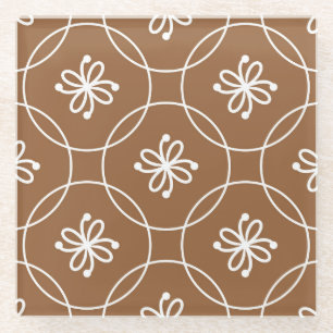 Floral geometric: vintage art pattern. glass coaster