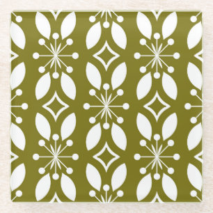 Floral Geometric: Vintage Seamless Pattern. Glass Coaster