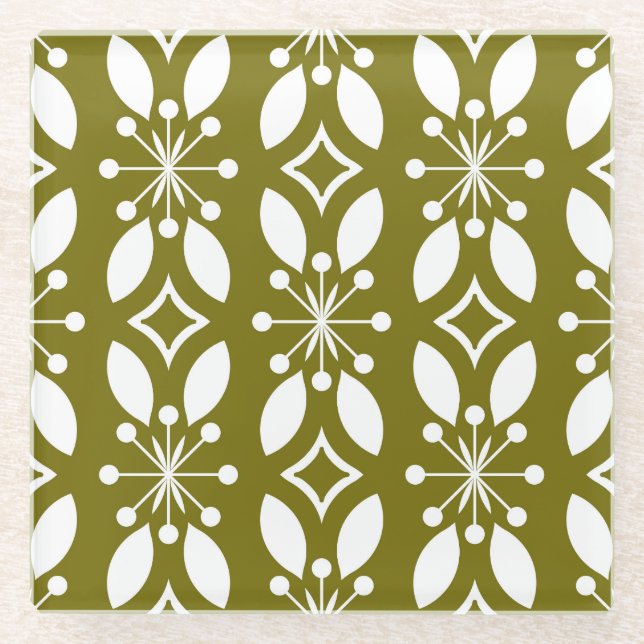 Floral Geometric: Vintage Seamless Pattern. Glass Coaster (Front)