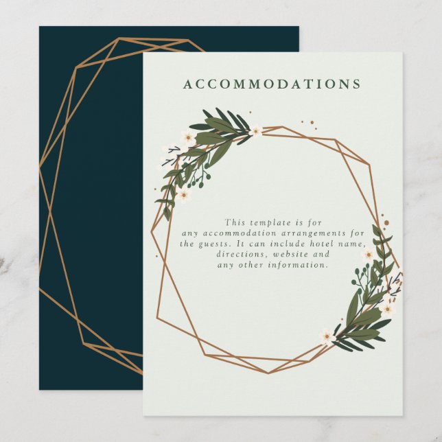 floral geometric wedding accommodation card (Front/Back)