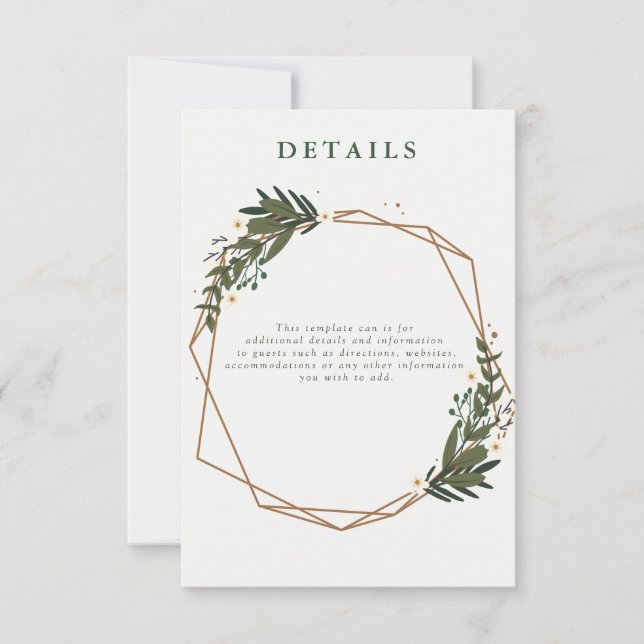 floral geometric wedding details card (Front)