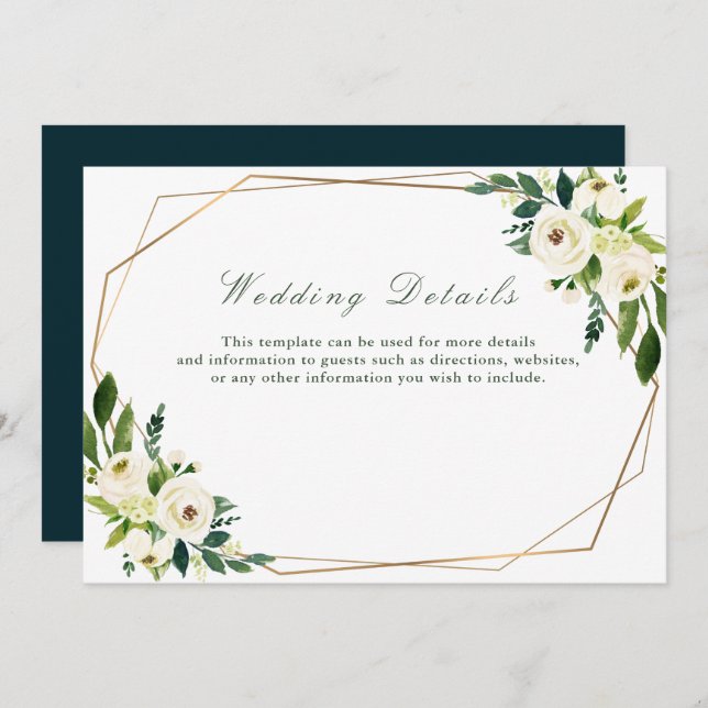 floral geometric wedding details card (Front/Back)