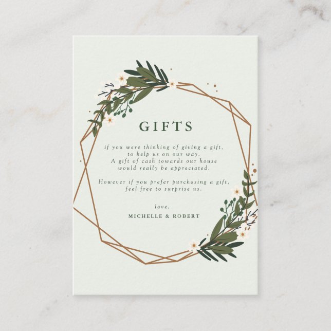 Floral geometric wedding gifts card (Front)