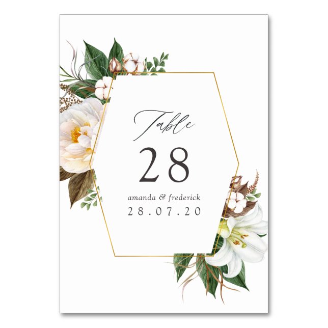 Floral Geometric Wedding Table Number (Front)