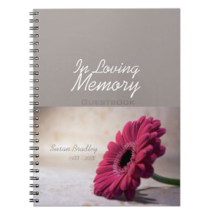 Floral Gerbera Funeral Memorial Guestbook SpNB Notebook