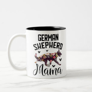 Floral German Sheperd Mom Two-Tone Coffee Mug