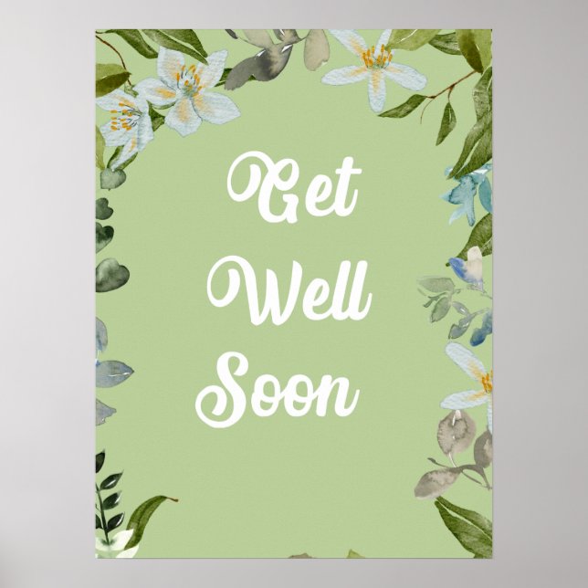 Floral Get Well Soon Greetings Poster (Front)