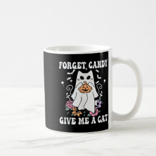 Floral Ghost Cat Halloween Forget Candy Give Cat Coffee Mug