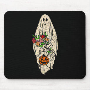 Floral Ghost Cute Halloween Costume Funny Graphic Mouse Mat