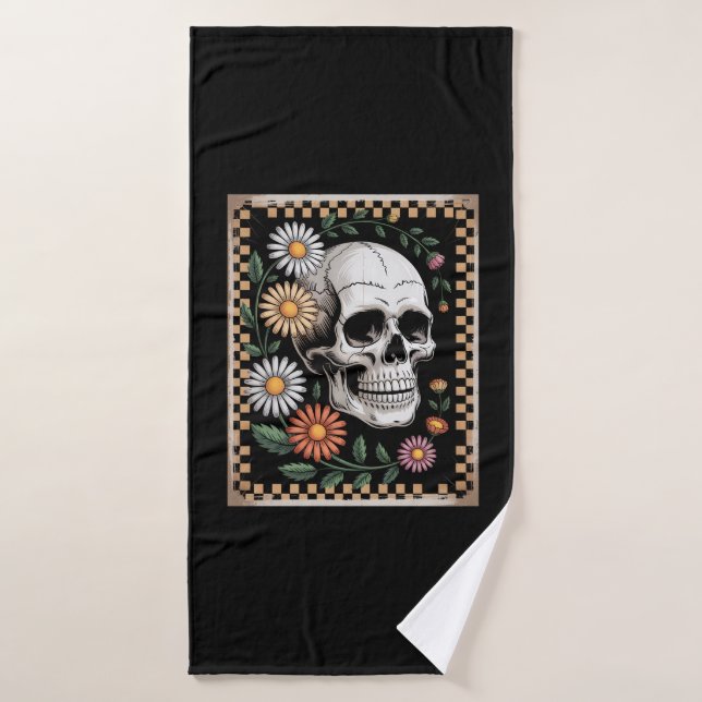 Floral Ghost Fall Boho Halloween 2 Bath Towel (Bath Towel)