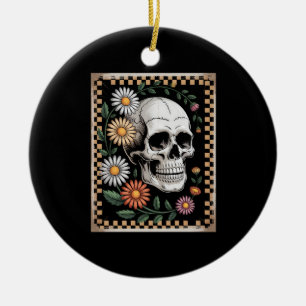 Floral Ghost Fall Boho Halloween 2 Ceramic Tree Decoration