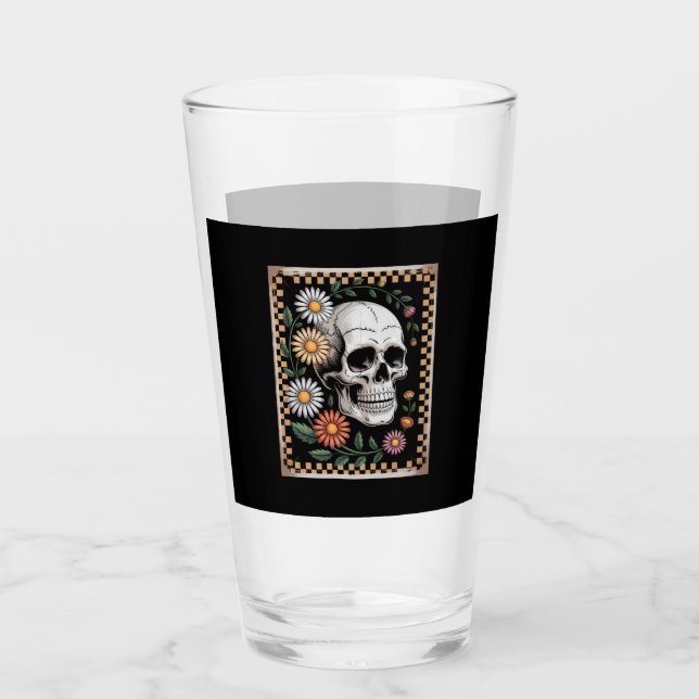 Floral Ghost Fall Boho Halloween 2 Glass (Front)