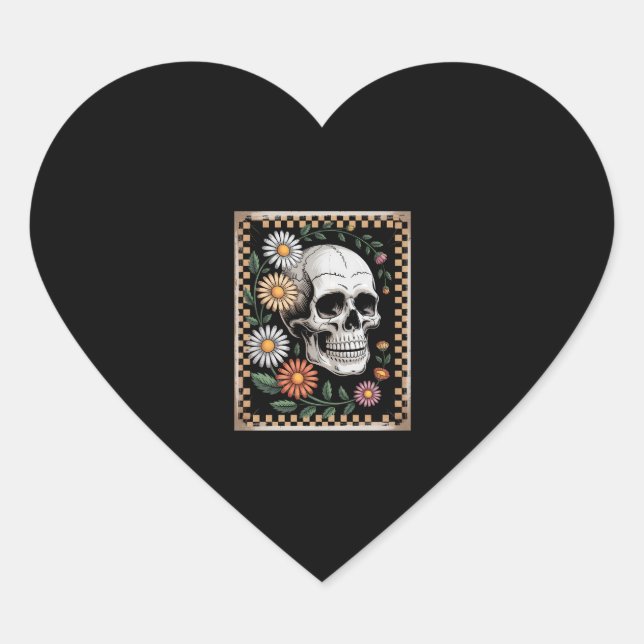 Floral Ghost Fall Boho Halloween 2 Heart Sticker (Front)