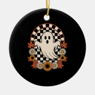 Floral Ghost Fall Boho Halloween Ceramic Tree Decoration