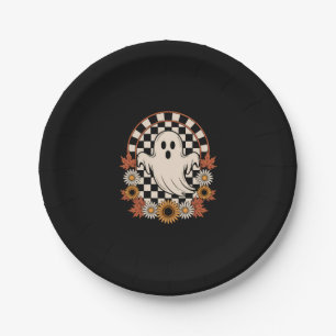 Floral Ghost Fall Boho Halloween Paper Plate